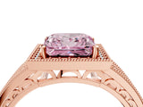 Rose gold Fancy Pink Princess Cut Halo Diamond Split Shank Ring with Prong Setting_4