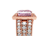 Rose gold Fancy Pink Princess Cut Halo Diamond Split Shank Ring with Prong Setting_5