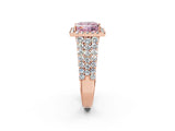 Rose gold Fancy Pink Princess Cut Halo Pavé Diamond Engagement Ring with Split Shank and Four-Prong Setting_5