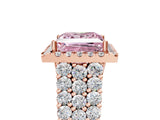Rose gold Fancy Pink Princess Cut Halo Pavé Diamond Engagement Ring with Split Shank and Four-Prong Setting_8