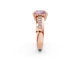 Rose gold Fancy Pink Princess  Cut Halo Pave Band Four-Prong Ring_32