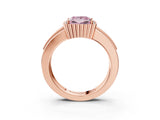 Rose gold Fancy Pink Princess  Cut Halo Pave Band Four-Prong Ring_33