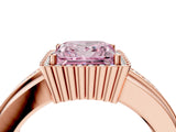 Rose gold Fancy Pink Princess  Cut Halo Pave Band Four-Prong Ring_34