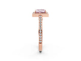 Rose gold Fancy Pink Princess  Cut Halo Pave Split Shank Prong Setting Ring_34