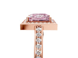 Rose gold Fancy Pink Princess  Cut Halo Pave Split Shank Prong Setting Ring_37