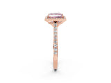 Rose gold Fancy Pink Princess Cut Halo Round Diamond Pavé Band with Four-Prong Setting_5