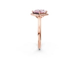 Rose gold Fancy Pink Princess Cut Halo Round Diamond Solitaire Engagement Ring with Pave Band and Four-Prong Setting_14