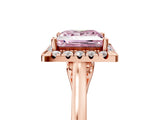 Rose gold Fancy Pink Princess Cut Halo Round Diamond Solitaire Ring with Pavé Band and Four-Prong Setting_17