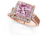 Rose gold Fancy Pink Princess Cut Halo Round Diamond Twist Band with Four-Prong Setting_1