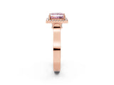 Rose gold Fancy Pink Princess Cut Halo Round Diamond Twist Band with Four-Prong Setting_2
