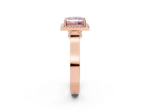 Rose gold Fancy Pink Princess Cut Halo Round Diamond Twist Band with Four-Prong Setting_2