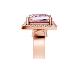 Rose gold Fancy Pink Princess Cut Halo Round Diamond Twist Band with Four-Prong Setting_5