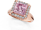 Rose gold Fancy Pink Princess  Cut Halo Solitaire Engagement Ring with Square Band and Four-Prong Setting_67