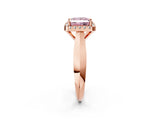 Rose gold Fancy Pink Princess  Cut Halo Solitaire Engagement Ring with Square Band and Four-Prong Setting_68