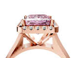 Rose gold Fancy Pink Princess  Cut Halo Solitaire Engagement Ring with Square Band and Four-Prong Setting_70