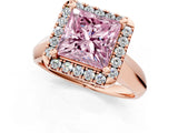 Rose gold Fancy Pink Princess  Cut Halo Solitaire Engagement Ring with Square Band and Four-Prong Setting_78