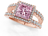 Rose gold Fancy Pink Princess  Cut Halo Split Shank Diamond Ring with Four-Prong Setting_1