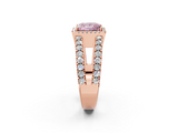Rose gold Fancy Pink Princess  Cut Halo Split Shank Diamond Ring with Four-Prong Setting_2