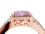 Rose gold Fancy Pink Princess  Cut Halo Split Shank Diamond Ring with Four-Prong Setting_4