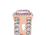 Rose gold Fancy Pink Princess  Cut Halo Split Shank Diamond Ring with Four-Prong Setting_5