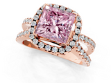 Rose gold Fancy Pink Princess  Cut Halo Split Shank Pave Set Ring_18