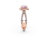 Rose gold Fancy Pink Princess  Cut Halo Split Shank Pave Set Ring_19