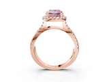 Rose gold Fancy Pink Princess  Cut Halo Split Shank Pave Set Ring_20