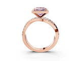 Rose gold Fancy Pink Princess  Cut Halo Split Shank Prong Setting Ring_15