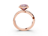 Rose gold Fancy Pink Princess  Cut Halo Split Shank Prong Setting Ring_3