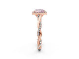 Rose gold Fancy Pink Princess Cut Halo Twist Band with Four-Prong Setting_14