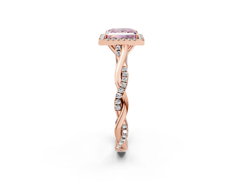 Rose gold Fancy Pink Princess Cut Halo Twist Band with Four-Prong Setting_14
