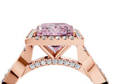 Rose gold Fancy Pink Princess Cut Halo Twist Band with Four-Prong Setting_16