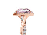Rose gold Fancy Pink Princess Cut Halo Twist Band with Four-Prong Setting_17