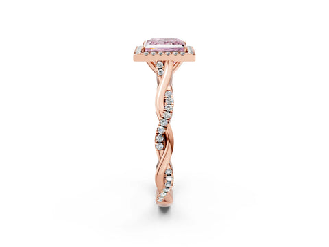 Rose gold Fancy Pink Princess Cut Halo Twist Band with Four-Prong Setting_2