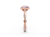 Rose gold Fancy Pink Princess  Cut Halo Twisted Band Four-Prong Ring_2