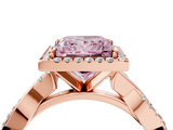 Rose gold Fancy Pink Princess  Cut Halo Twisted Band Four-Prong Ring_4