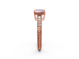 Rose gold Fancy Pink Princess  Cut Milgrain Channel Set Engagement Ring with Solitaire Prong Setting_2
