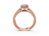 Rose gold Fancy Pink Princess  Cut Milgrain Channel Set Engagement Ring with Solitaire Prong Setting_3