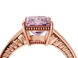 Rose gold Fancy Pink Princess  Cut Milgrain Channel Set Engagement Ring with Solitaire Prong Setting_4