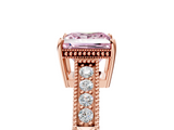 Rose gold Fancy Pink Princess  Cut Milgrain Channel Set Engagement Ring with Solitaire Prong Setting_5