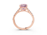 Rose gold Fancy Pink Princess  Cut Pavé Band Solitaire Ring with Four-Prong Setting_3