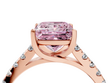 Rose gold Fancy Pink Princess  Cut Pavé Band Solitaire Ring with Four-Prong Setting_4