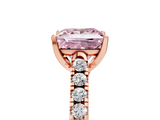 Rose gold Fancy Pink Princess  Cut Pavé Band Solitaire Ring with Four-Prong Setting_5