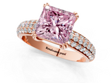 Rose gold Fancy Pink Princess  Cut Pave Diamond Engagement Ring with Channel Set Band and Four-Prong Setting_1