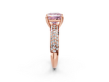 Rose gold Fancy Pink Princess  Cut Pave Diamond Engagement Ring with Channel Set Band and Four-Prong Setting_2