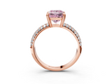 Rose gold Fancy Pink Princess  Cut Pave Diamond Engagement Ring with Channel Set Band and Four-Prong Setting_3