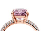 Rose gold Fancy Pink Princess  Cut Pave Diamond Engagement Ring with Channel Set Band and Four-Prong Setting_4