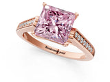 Rose gold Fancy Pink Princess Cut Solitaire Cathedral Diamond Engagement Ring with Channel-Set Band and Four-Prong Setting_4