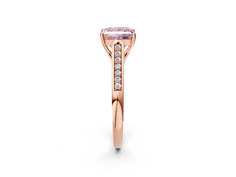 Rose gold Fancy Pink Princess Cut Solitaire Cathedral Diamond Engagement Ring with Channel-Set Band and Four-Prong Setting_5