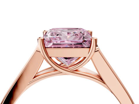 Rose gold Fancy Pink Princess Cut Solitaire Cathedral Diamond Engagement Ring with Channel-Set Band and Four-Prong Setting_7